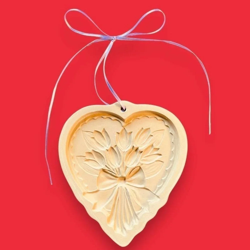 Vintage Brown Bag Cookie Art Heart Tulip 1989 Hill Design Craft Cookie Mold